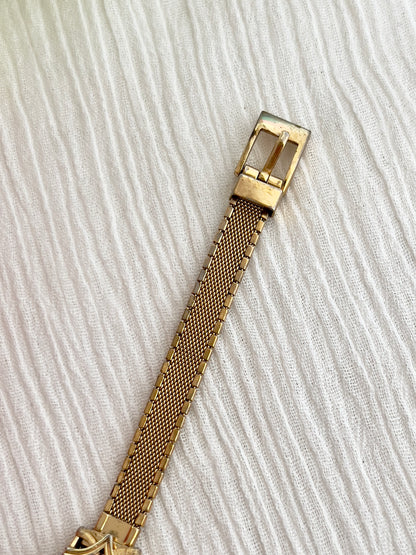 Seiko Ladies Gold Watch with Satin Champagne Dial and Mesh Bracelet