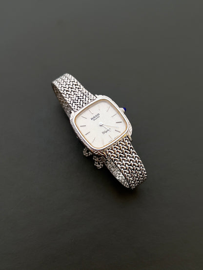 Rado Elegance Ladies Watch in Silver with Textured Dial and Woven Bracelet