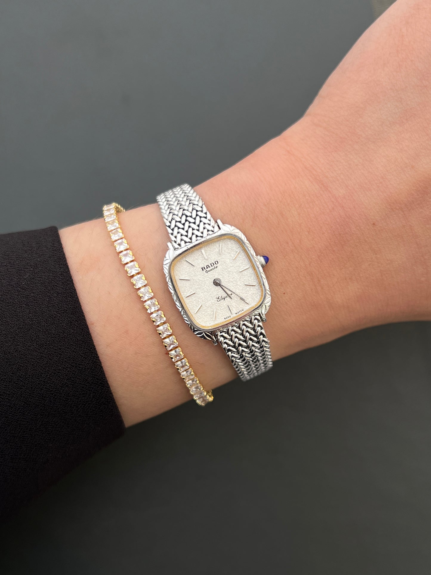 Rado Elegance Ladies Watch in Silver with Textured Dial and Woven Bracelet