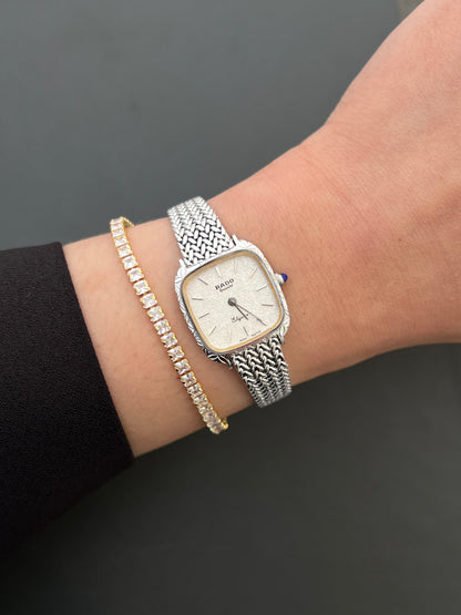 Rado Elegance Ladies Watch in Silver with Textured Dial and Woven Bracelet