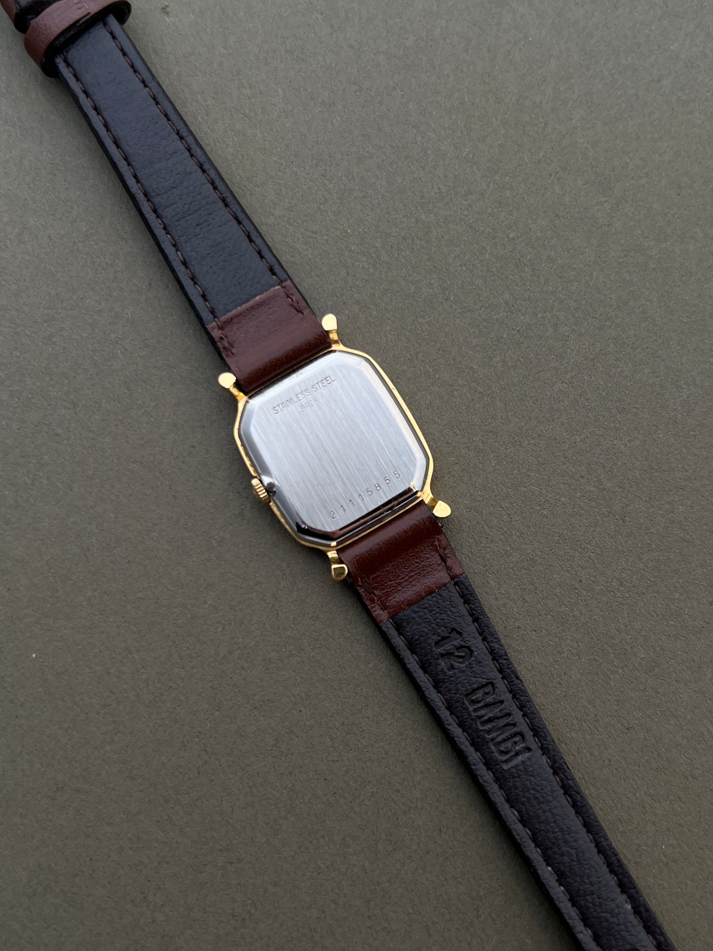 Longines Ladies Gold Cushion Watch with Stardust Wine Dial