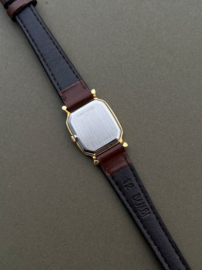 Longines Ladies Gold Cushion Watch with Stardust Wine Dial