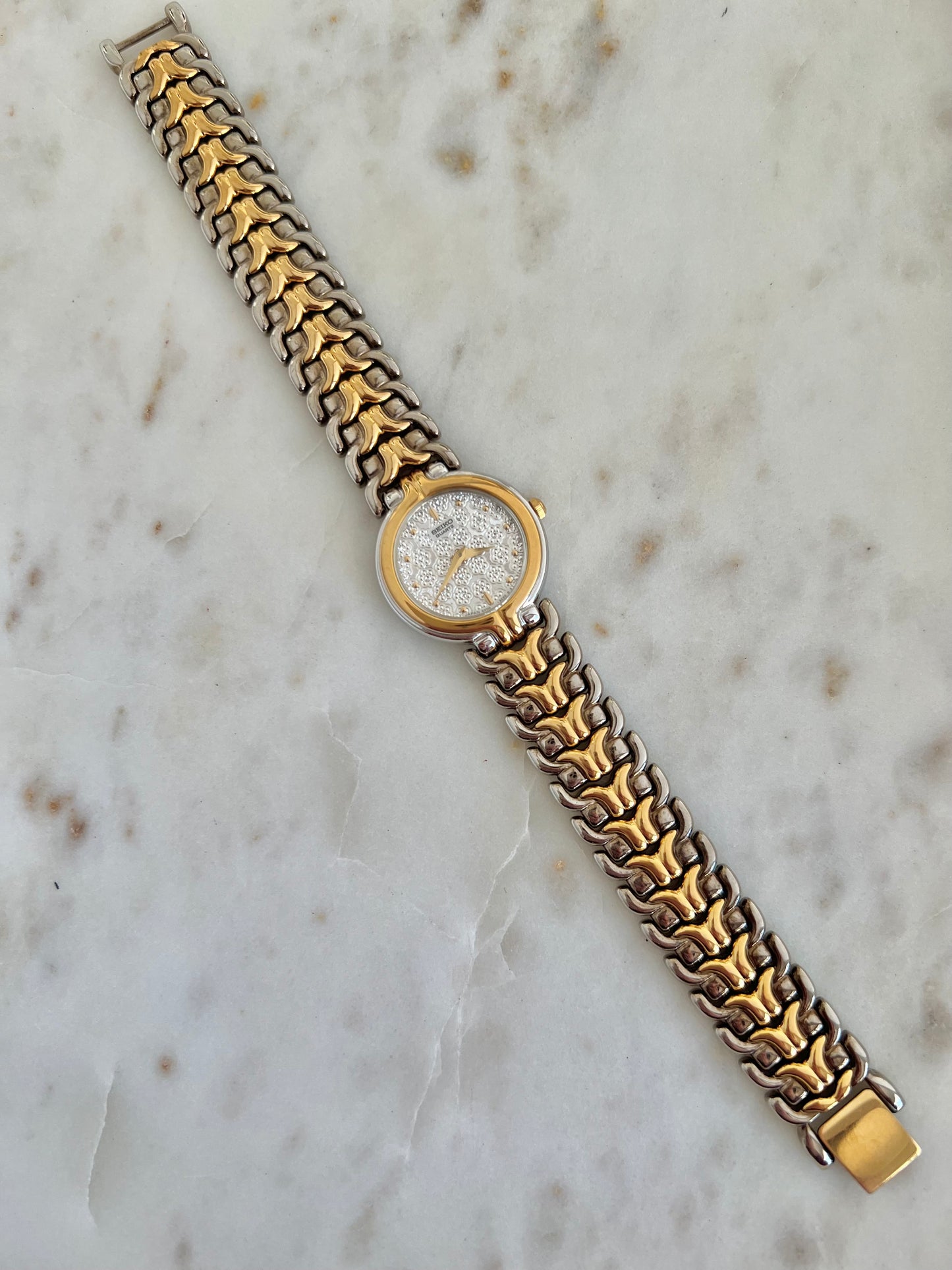Seiko Floral Relief Two Tone Bracelet Women’s Watch