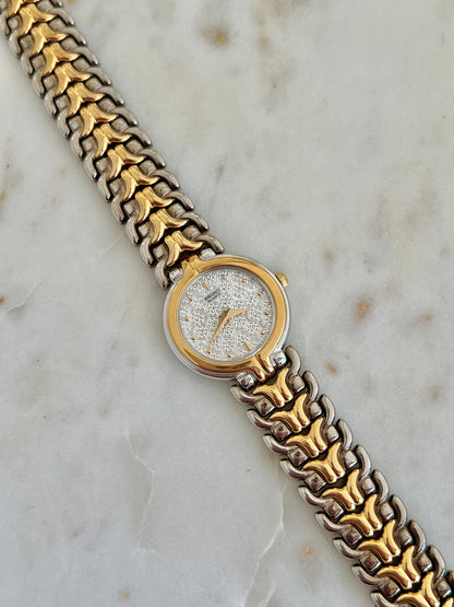 Seiko Floral Relief Two Tone Bracelet Women’s Watch