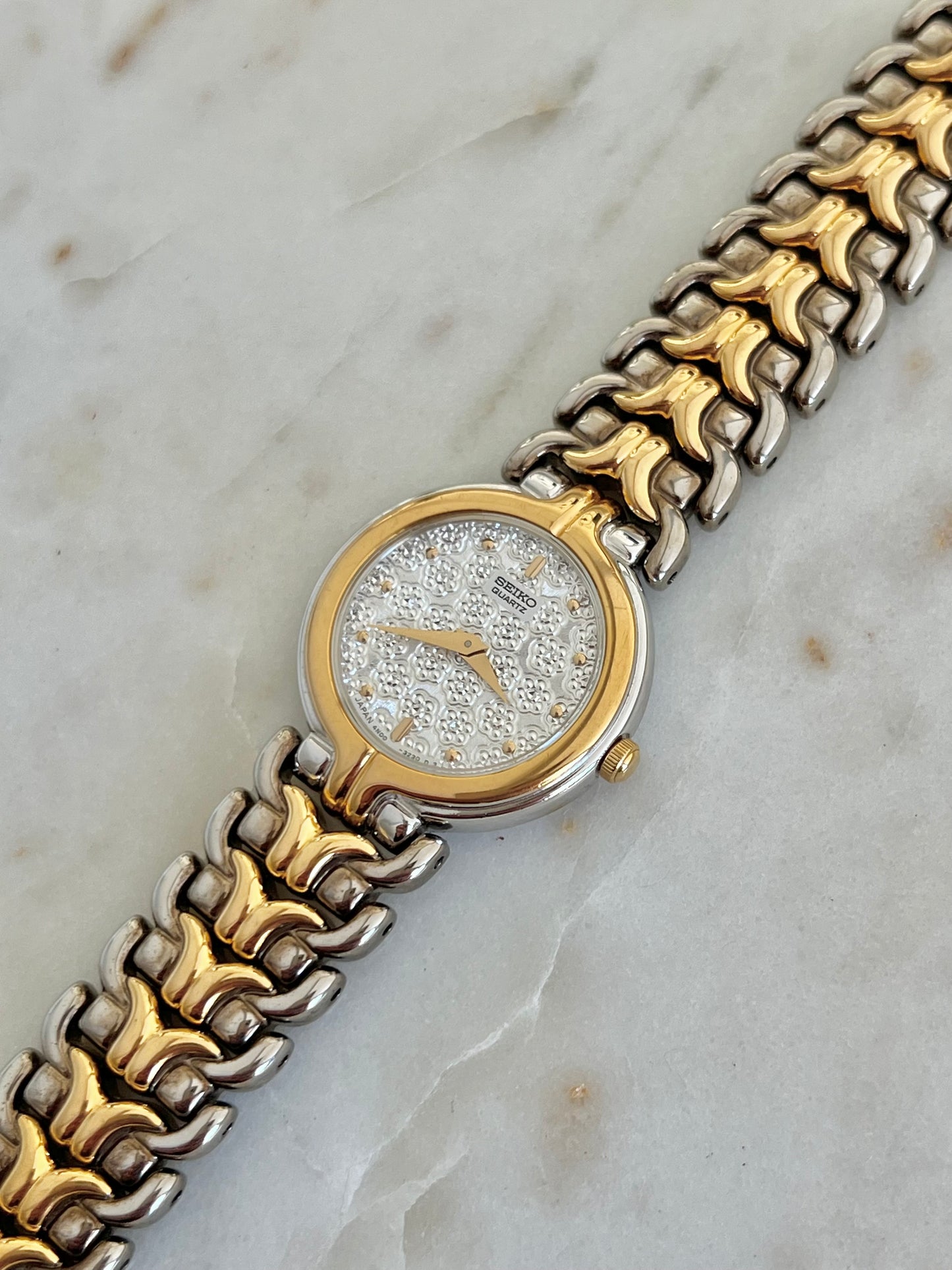 Seiko Floral Relief Two Tone Bracelet Women’s Watch