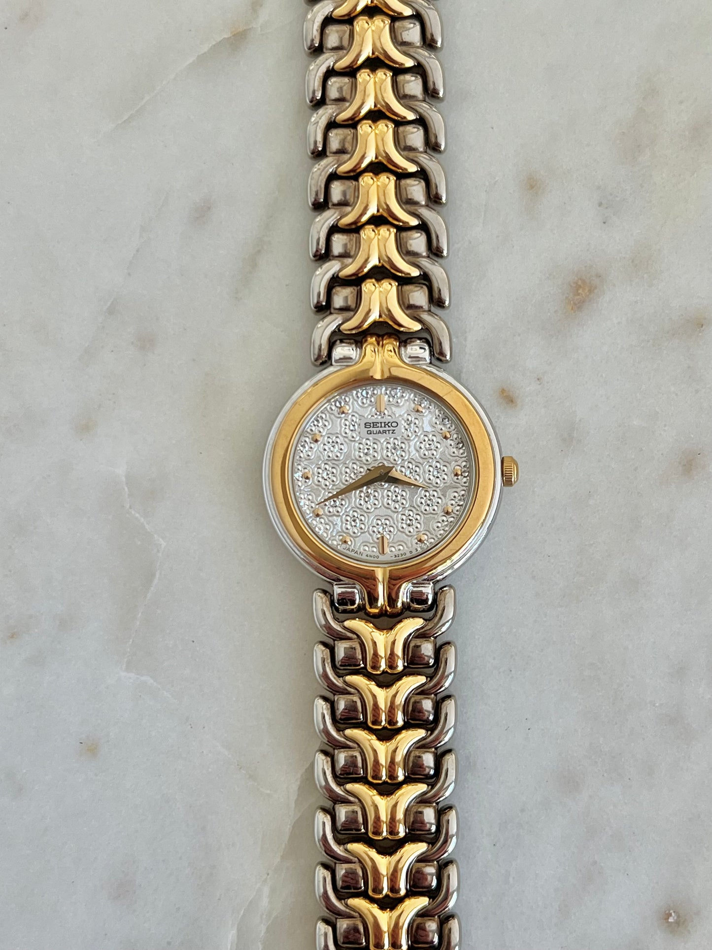 Seiko Floral Relief Two Tone Bracelet Women’s Watch