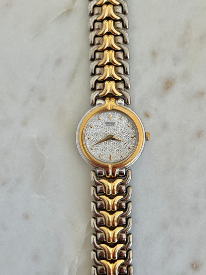 Seiko Floral Relief Two Tone Bracelet Women’s Watch