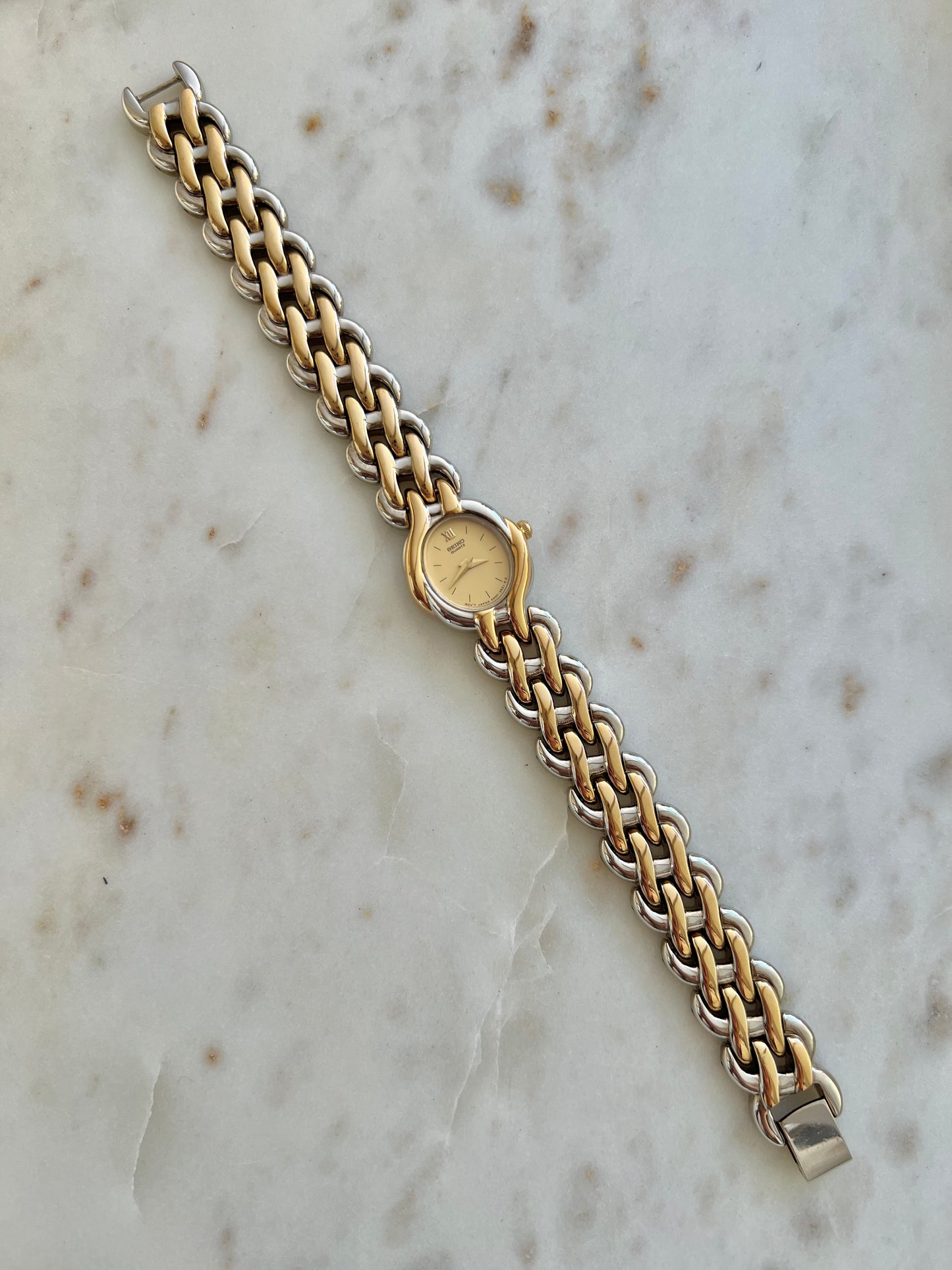 Seiko Two Tone Sculptural Bracelet Women’s Watch