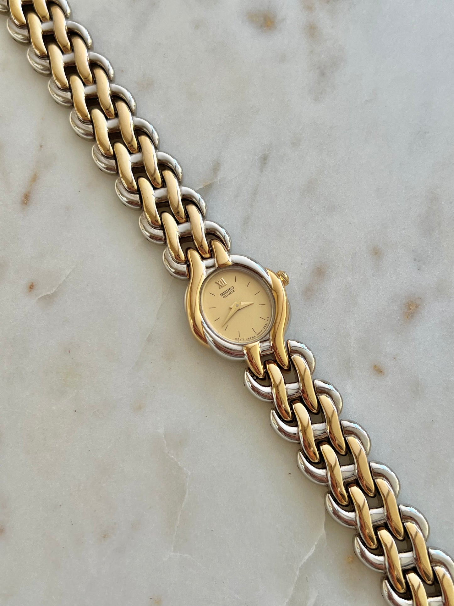 Seiko Two Tone Sculptural Bracelet Women’s Watch
