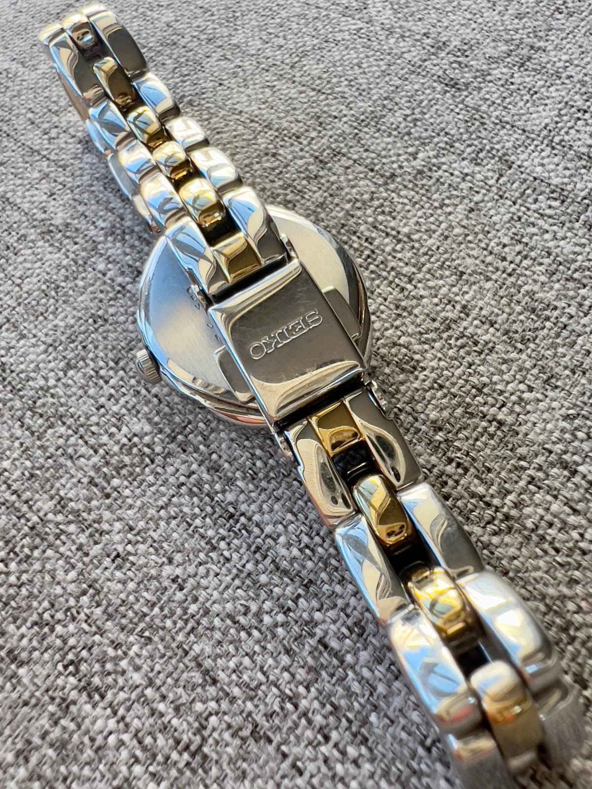 Seiko Tisse Solar Powered Women's Watch with Gold Indices and Diamond Marker