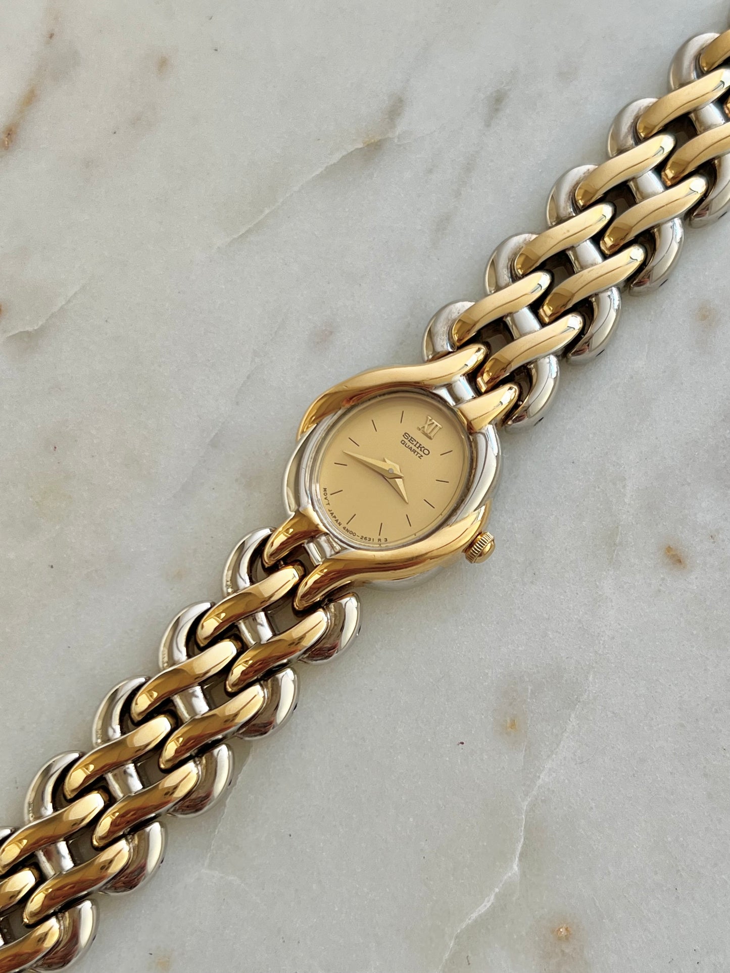 Seiko Two Tone Sculptural Bracelet Women’s Watch