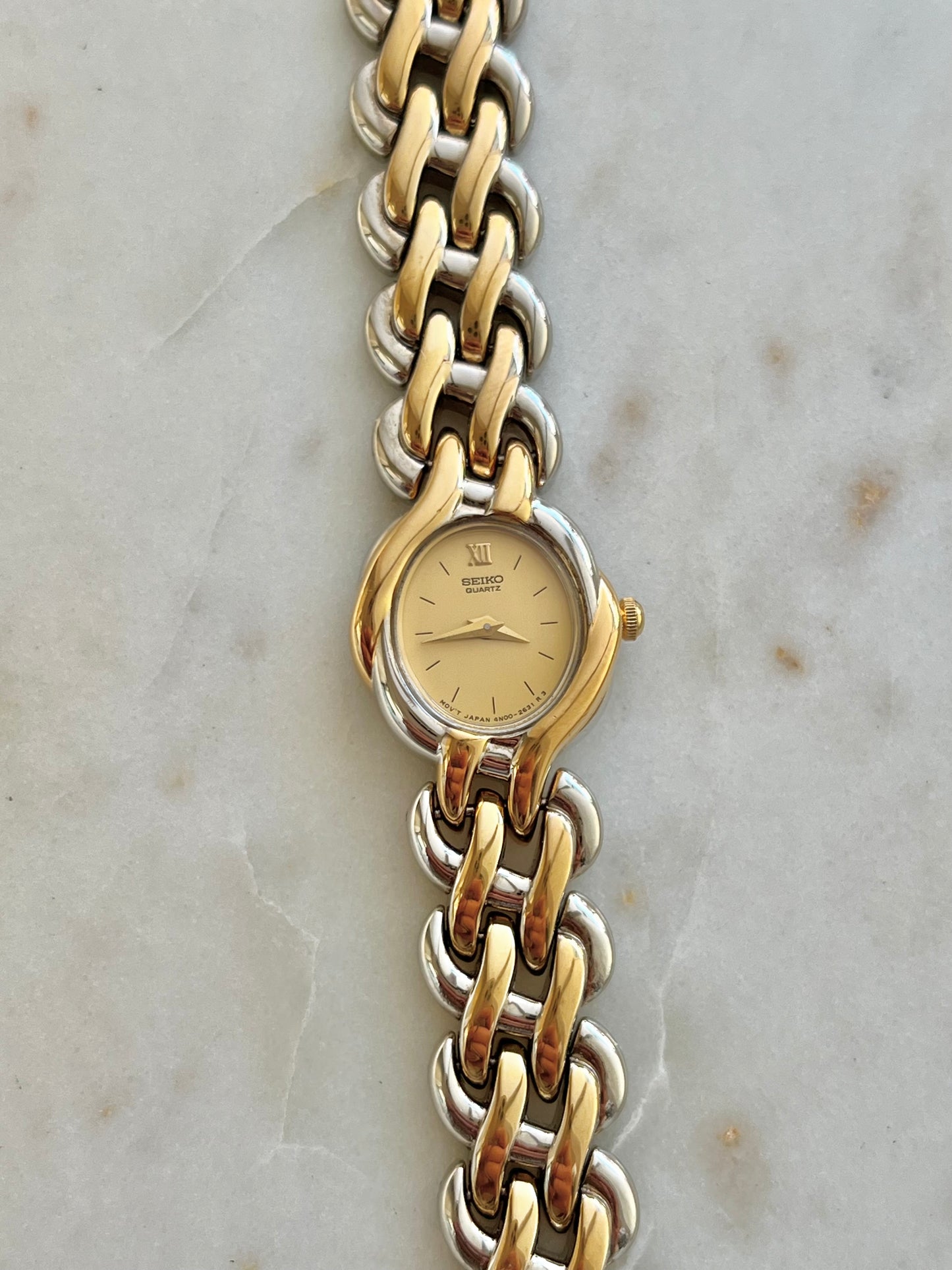 Seiko Two Tone Sculptural Bracelet Women’s Watch