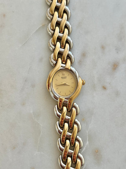 Seiko Two Tone Sculptural Bracelet Women’s Watch