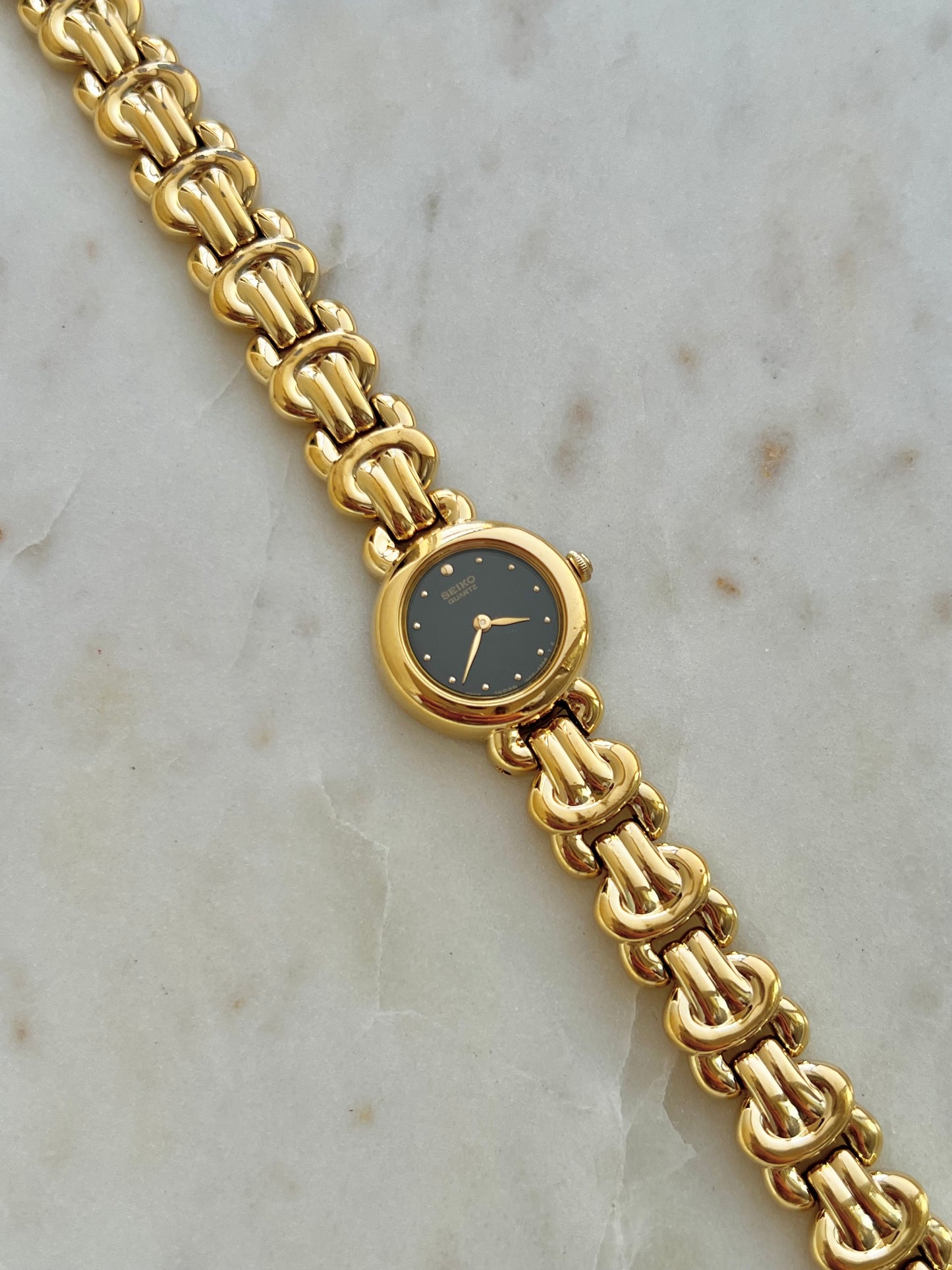 Seiko Black Dial Knot Bracelet Women’s Watch