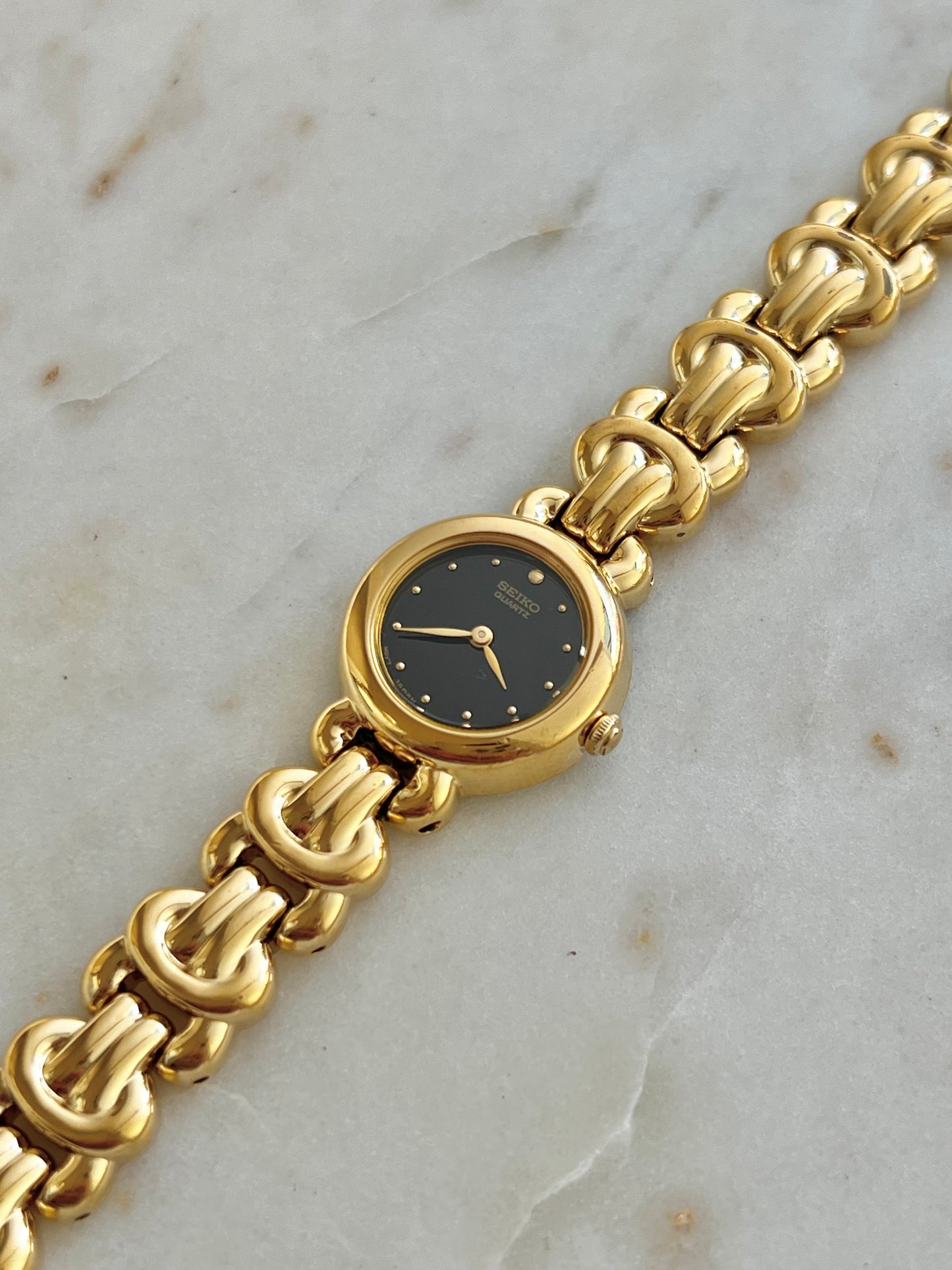 Seiko Black Dial Knot Bracelet Women’s Watch
