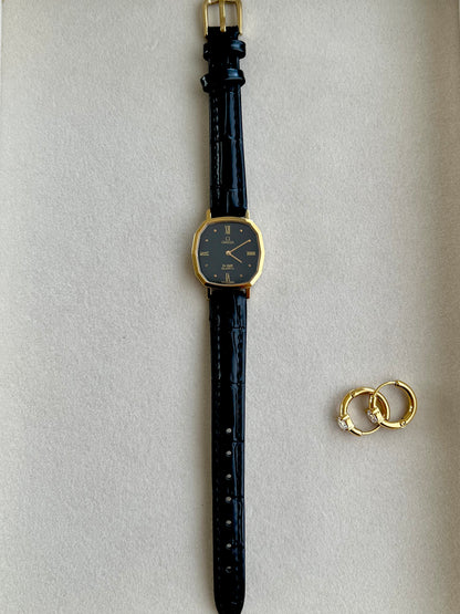 Omega De Ville Soft Octagonal Black Dial Womens Watch