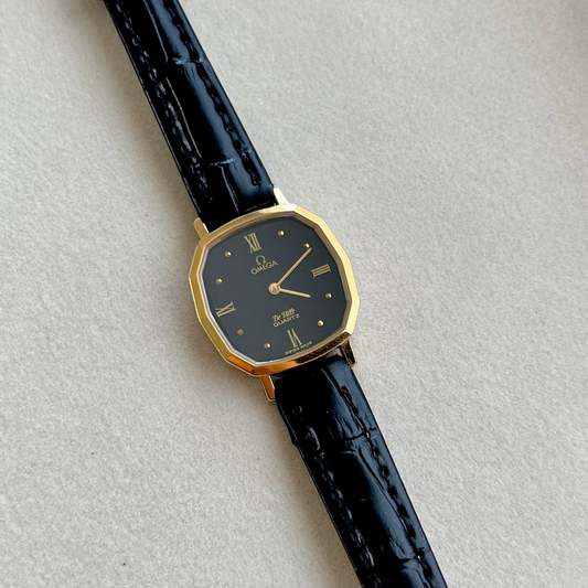 Omega De Ville Soft Octagonal Black Dial Womens Watch