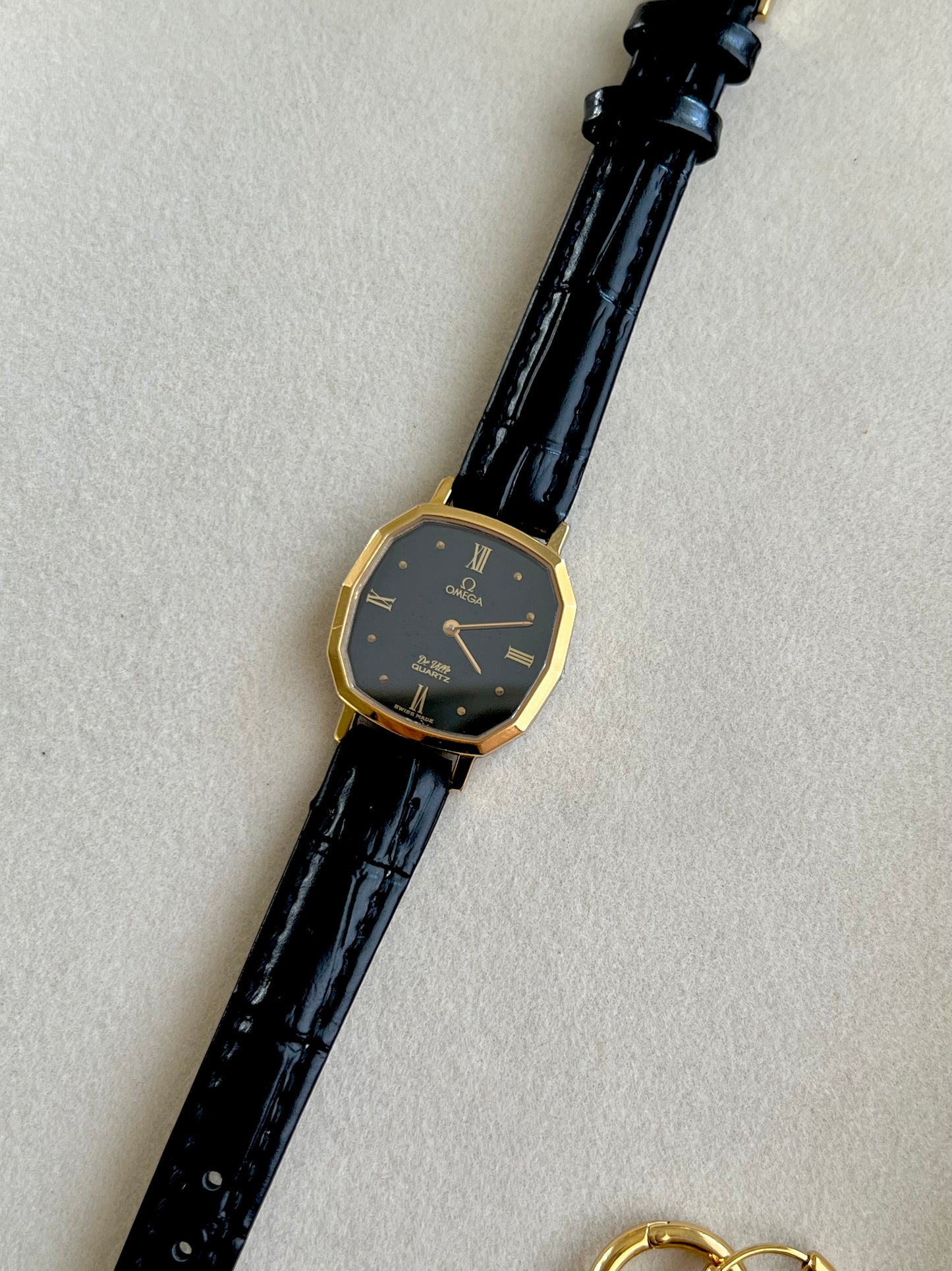 Omega De Ville Soft Octagonal Black Dial Womens Watch