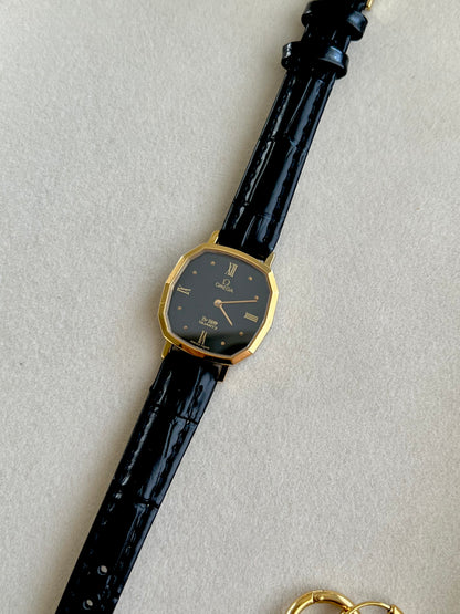 Omega De Ville Soft Octagonal Black Dial Womens Watch
