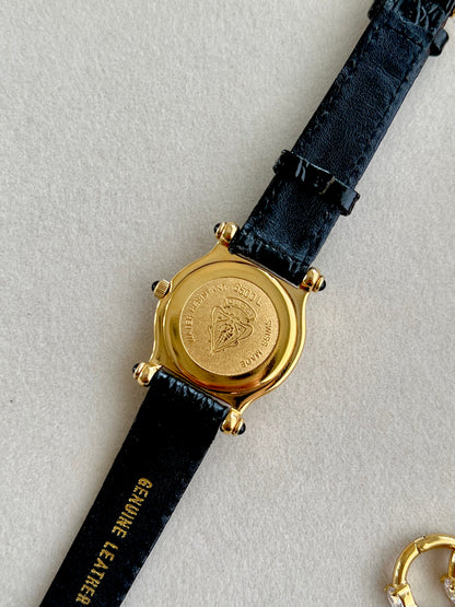 Gucci Gold Toned Ladies Watch with Roman Bezel and Textured Dial