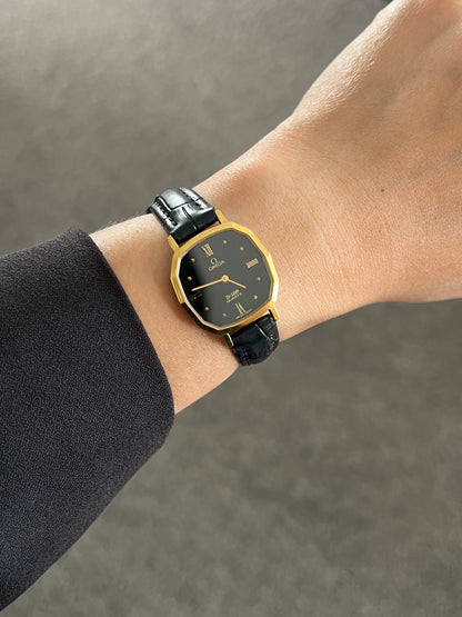Omega De Ville Soft Octagonal Black Dial Womens Watch