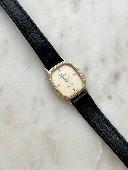 Omega De Ville Two Tone Women’s Watch with Textured Dial & Wreath Bezel