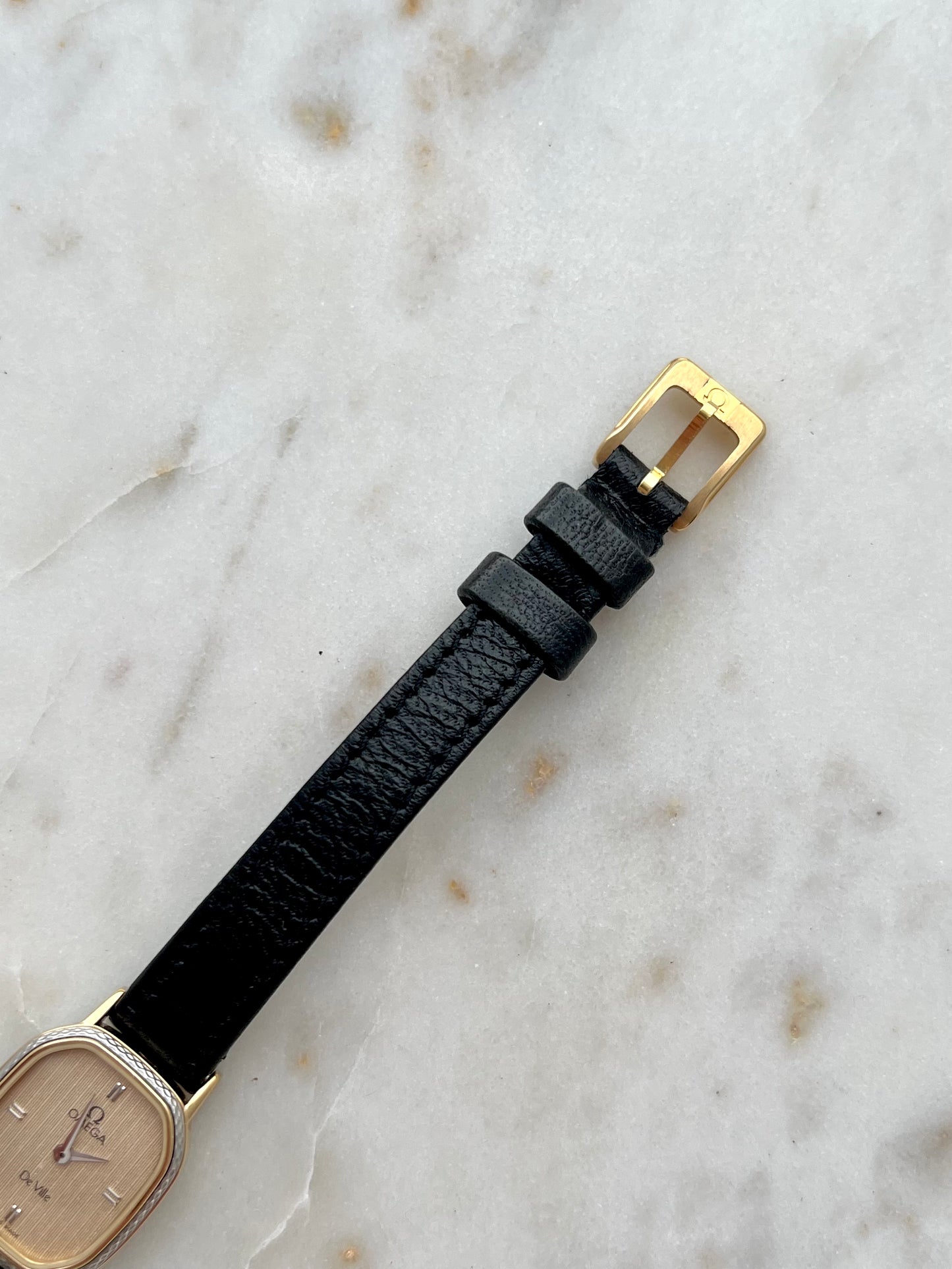 Omega De Ville Two Tone Women’s Watch with Textured Dial & Wreath Bezel