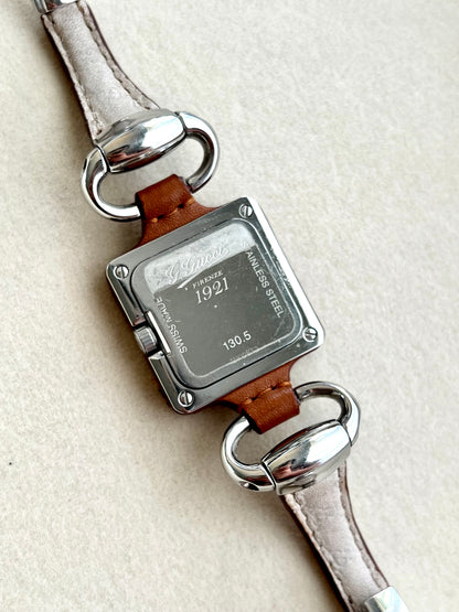 Gucci 1921 Square Woman's Watch with Brown Leather: 90th Anniversary Edition