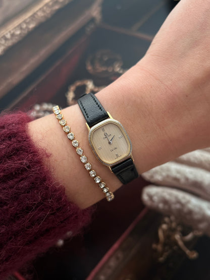 Omega De Ville Two Tone Women’s Watch with Textured Dial & Wreath Bezel