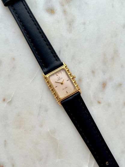 Omega De Ville Gold Women’s Watch with Patterned Champagne Dial