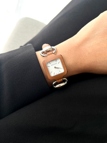 Gucci 1921 Square Woman's Watch with Brown Leather: 90th Anniversary Edition