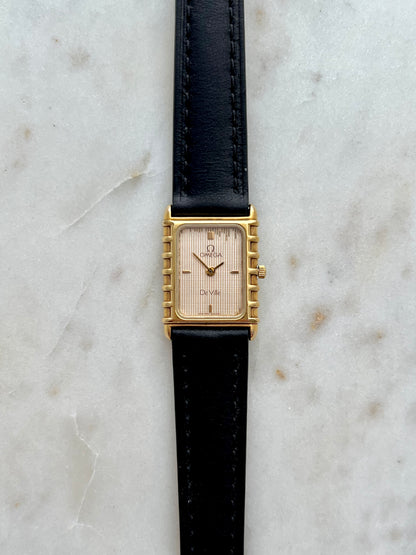 Omega De Ville Gold Women’s Watch with Patterned Champagne Dial