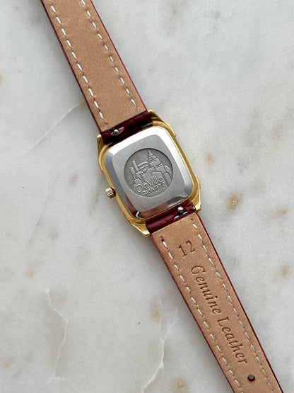 Omega De Ville Gold Women’s Watch with Burgundy Roman Numerals