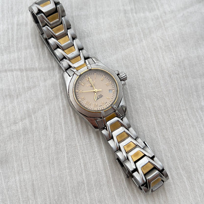 Tissot PR100 Ladies Two Tone Bracelet Watch with Texturized Peach Dial