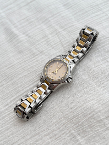 Tissot PR100 Ladies Two Tone Bracelet Watch with Texturized Peach Dial