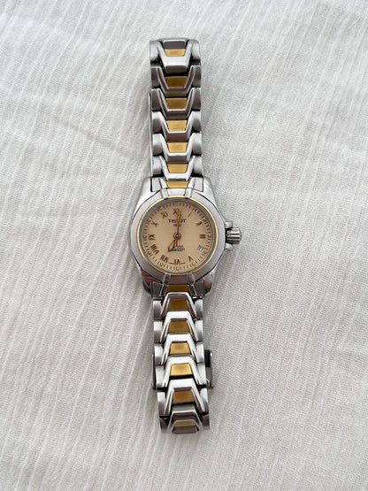 Tissot PR100 Ladies Two Tone Bracelet Watch with Texturized Peach Dial