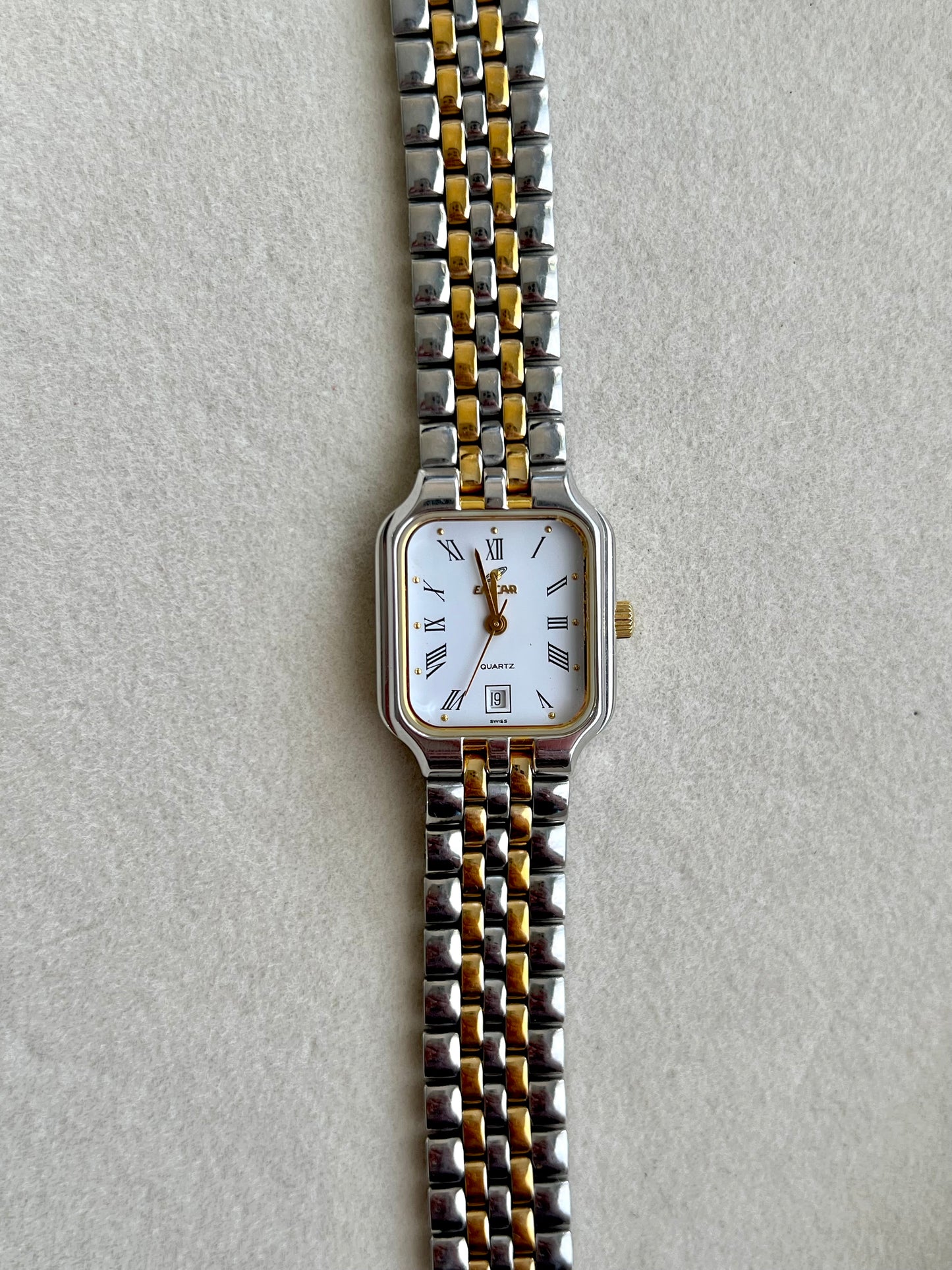 Enicar Two Tone Square Women’s Watch Roman Dial Date