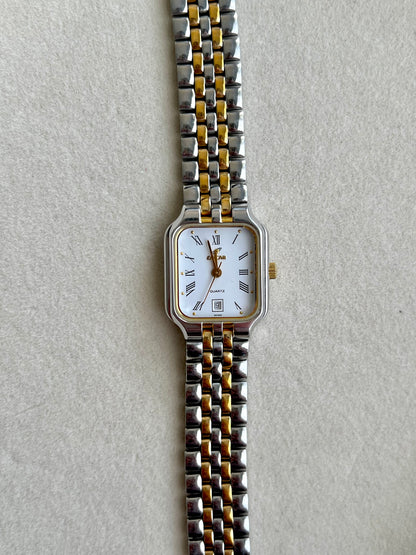 Enicar Two Tone Square Women’s Watch Roman Dial Date