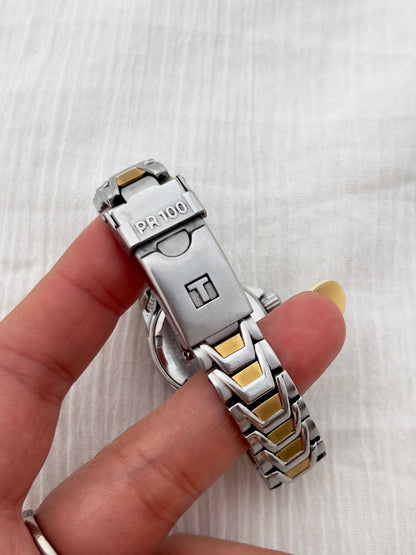 Tissot PR100 Ladies Two Tone Bracelet Watch with Texturized Peach Dial