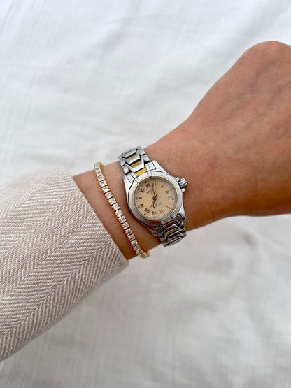 Tissot PR100 Ladies Two Tone Bracelet Watch with Texturized Peach Dial