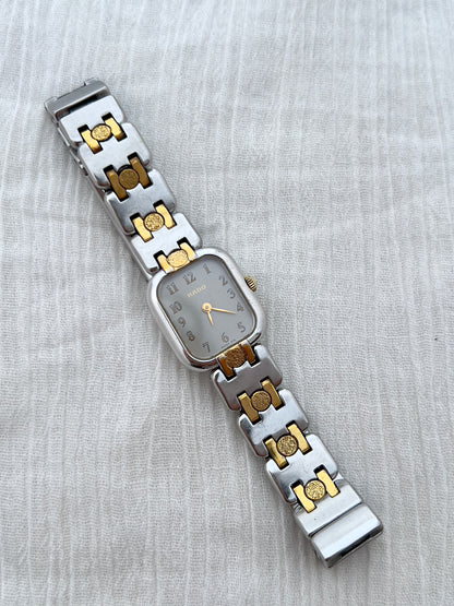 Rado Ladies Two Tone Bracelet Watch with Silver Dial and Gold Accents