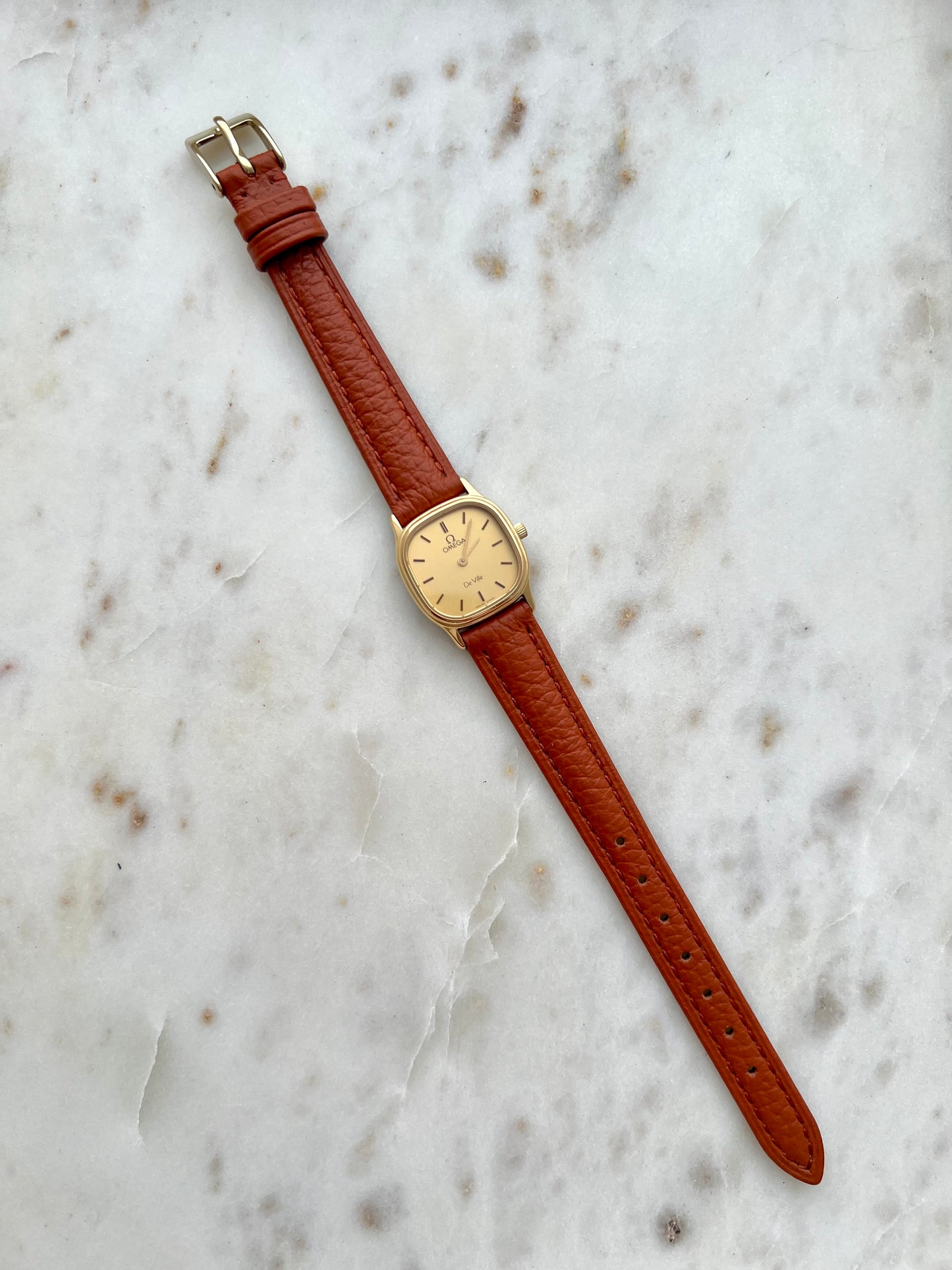 Omega De Ville Gold Tone Cushioned Square Women's Watch