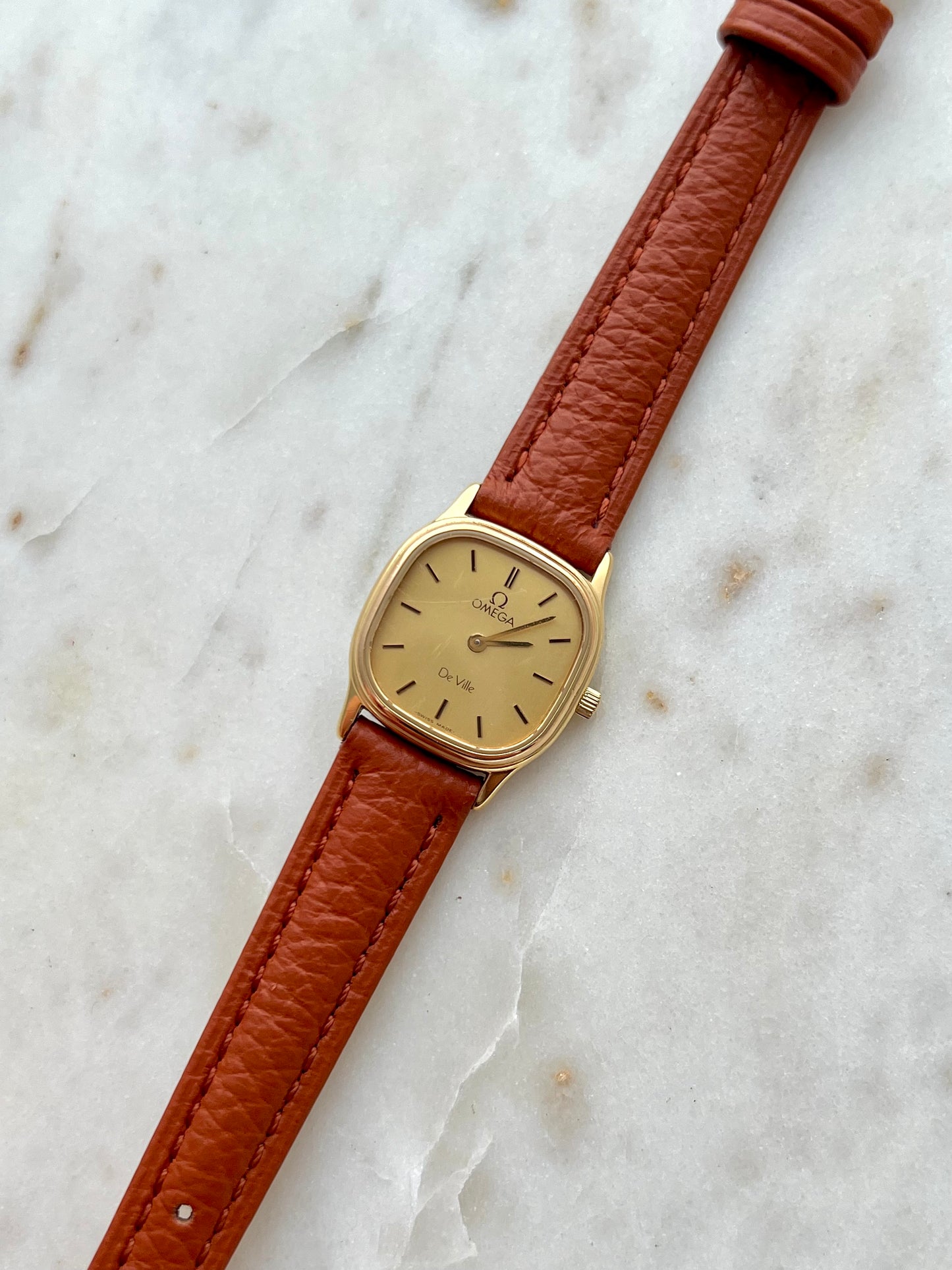 Omega De Ville Gold Tone Cushioned Square Women's Watch