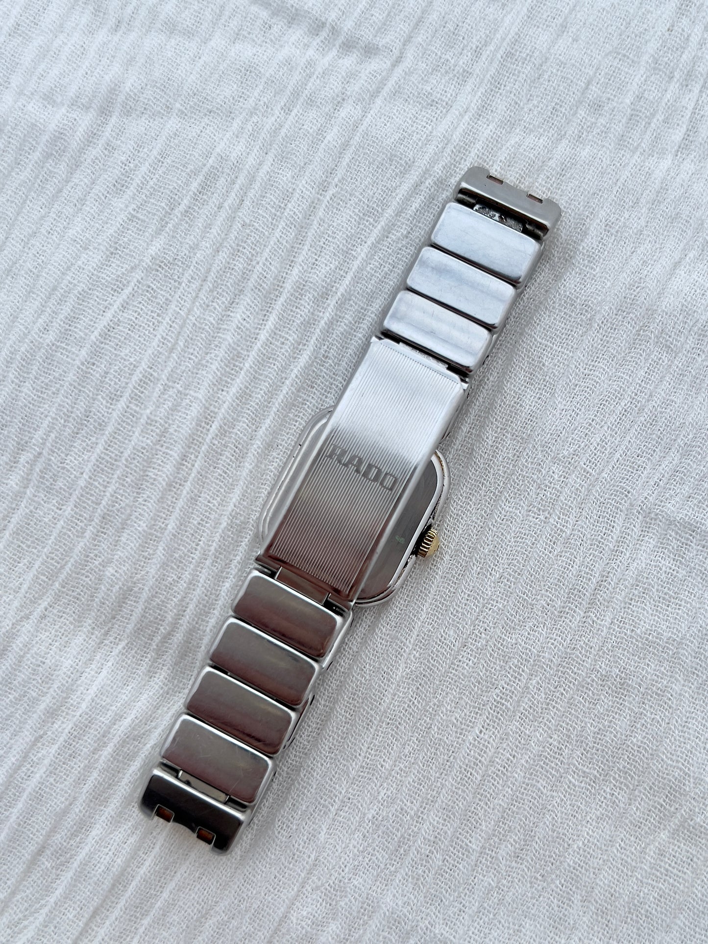 Rado Ladies Two Tone Bracelet Watch with Silver Dial and Gold Accents