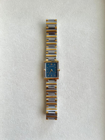 Charles Jourdan Two Tone Rectangular Ladies Watch Blue Dial