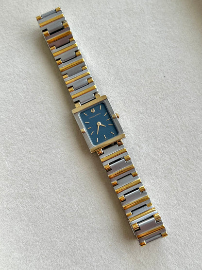 Charles Jourdan Two Tone Rectangular Ladies Watch Blue Dial
