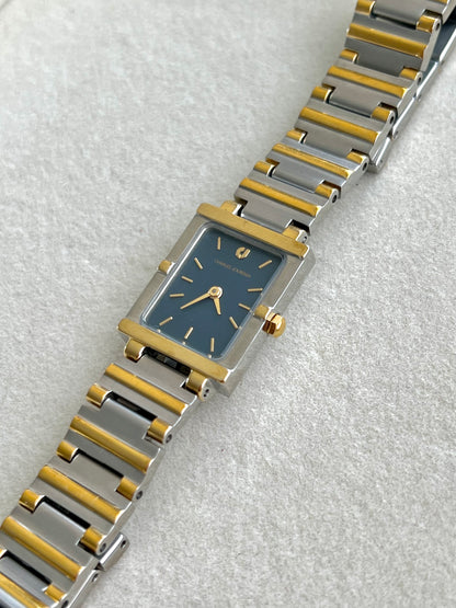 Charles Jourdan Two Tone Rectangular Ladies Watch Blue Dial