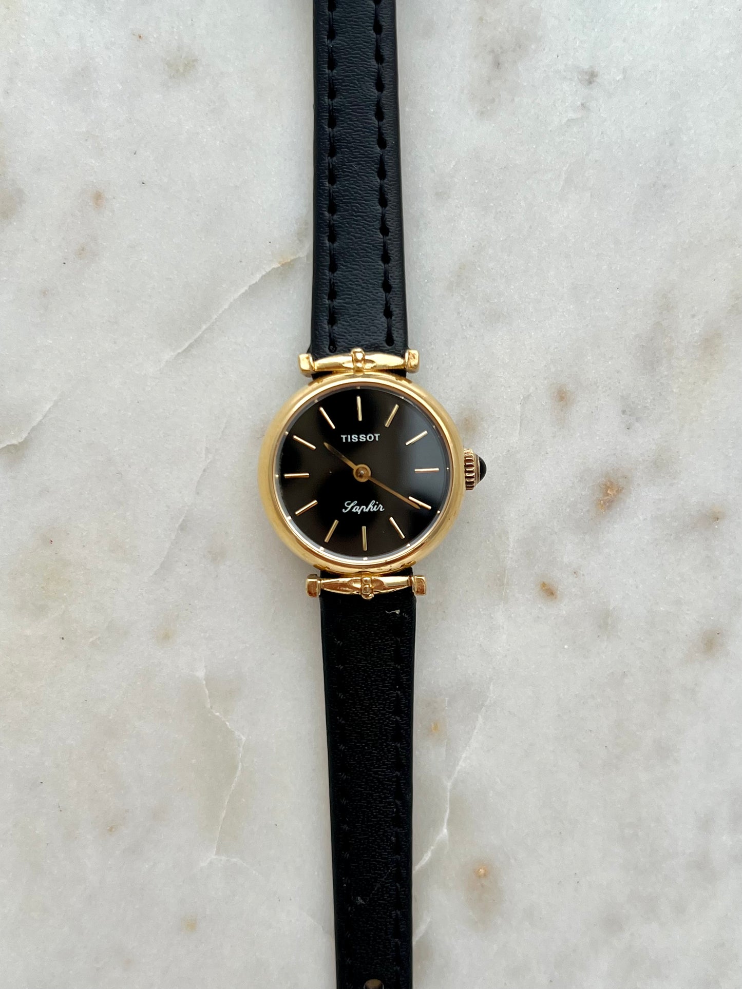 Tissot Saphir Women’s Watch in Gold Tone with Black Dial