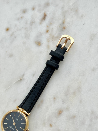 Tissot Saphir Women’s Watch in Gold Tone with Black Dial