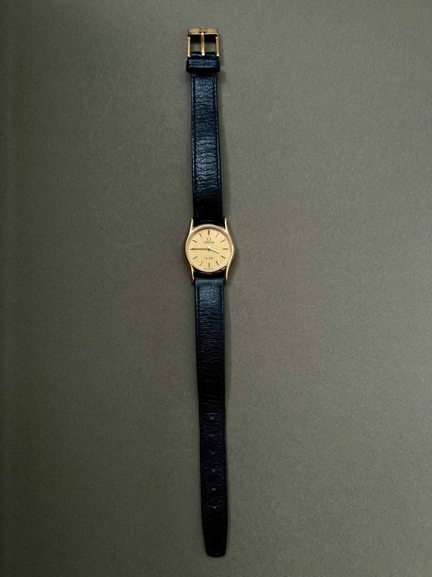 Omega De Ville Ladies Gold Watch with Champagne Textured Dial